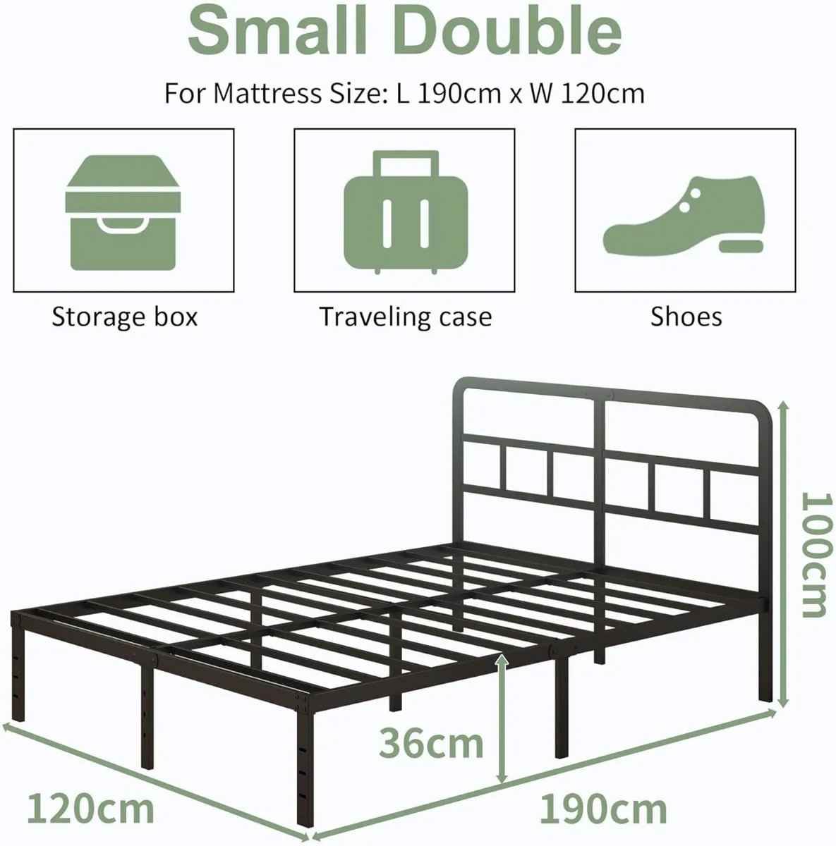 Small Double Bed Frame 4ft with Curved Headboard - Image 2