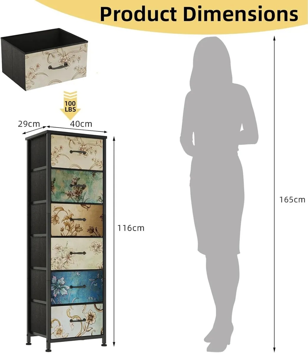 Chest of Drawers Bedroom with 6 Tall Fabric - Image 3