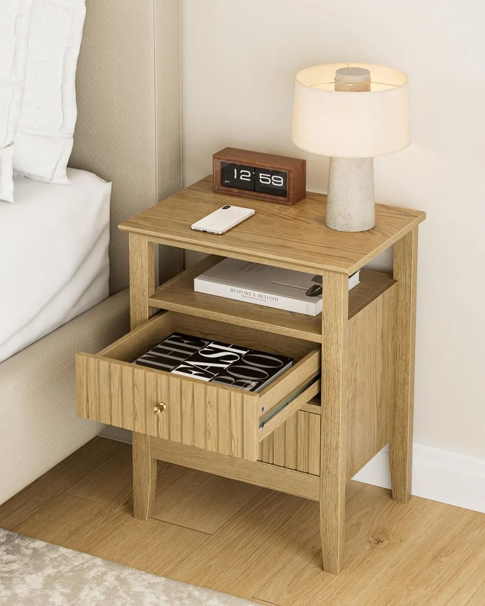 Bedside Table Chest of 2 Drawers Cabinet Wooden - Image 3