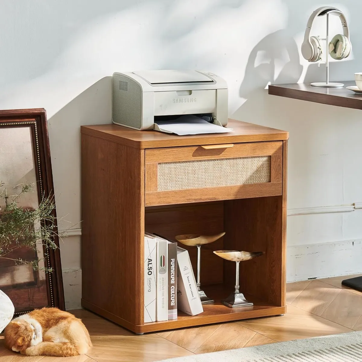 23 Wide Rattan Nightstand Boho Night Stand with - Image 4