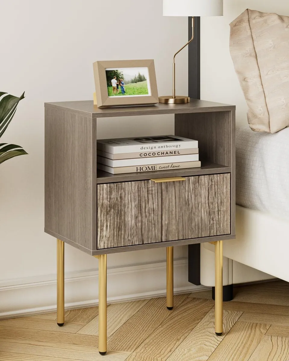 Bedside Table Cabinet with 1 Open Shelf And - Image 4