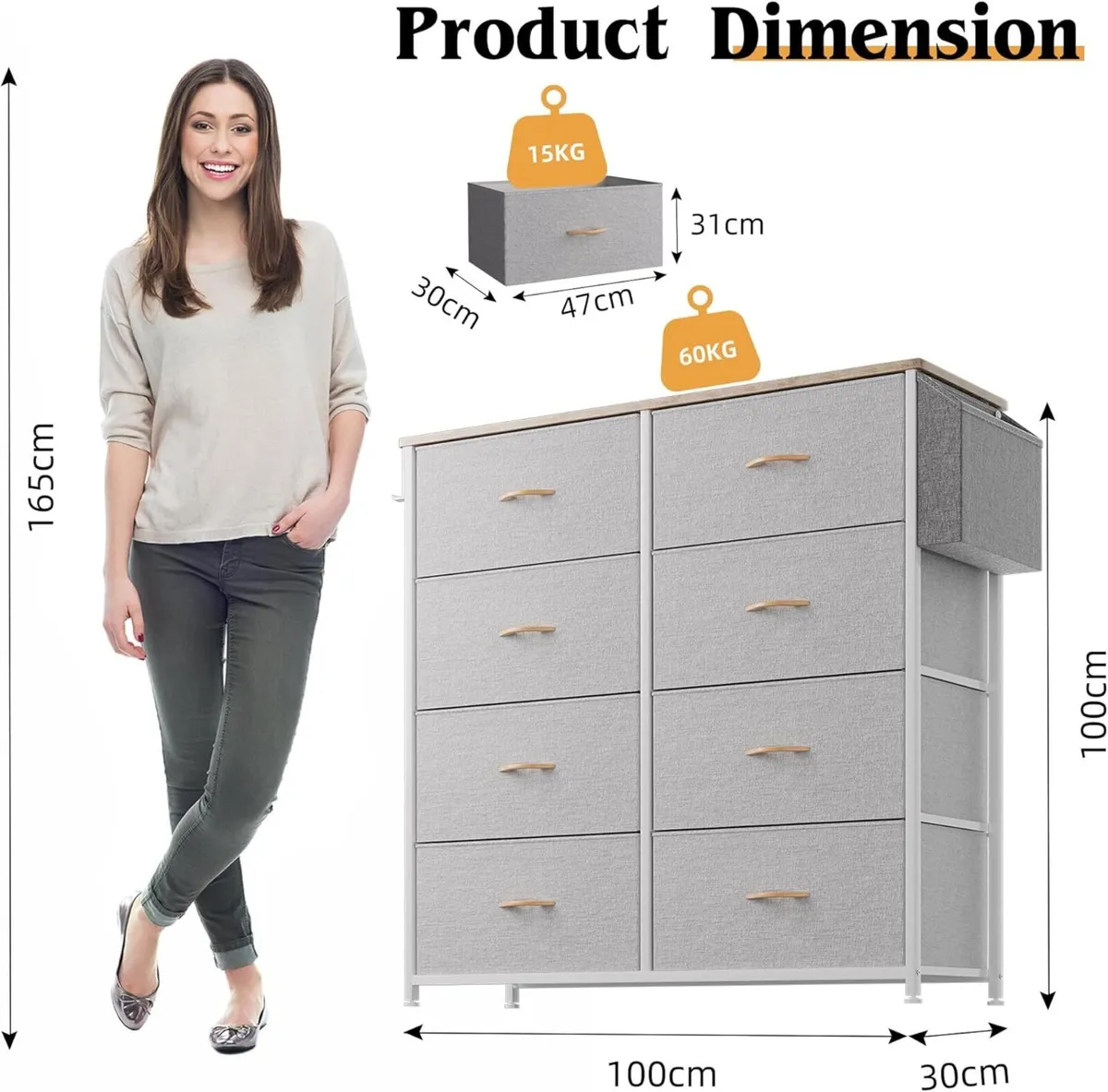 Fabric Chest of Drawers - Canvas Storage Unit - Image 3