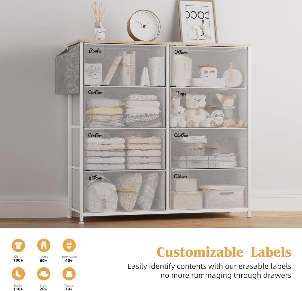 Fabric Chest of Drawers - Canvas Storage Unit - Image 4