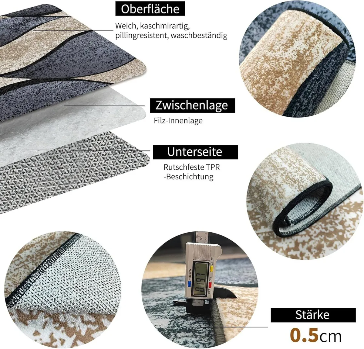 Washable Living Room Rug 200x300cm Large Short - Image 4