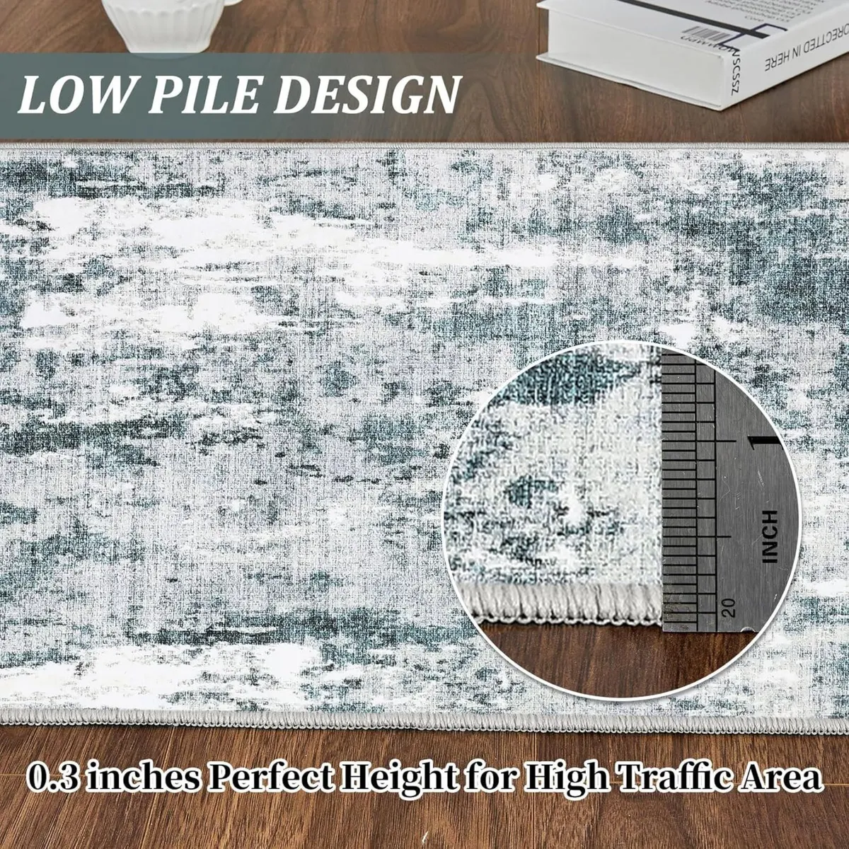 Abstract Blue/Brown Large Area Rugs for Living - Image 3