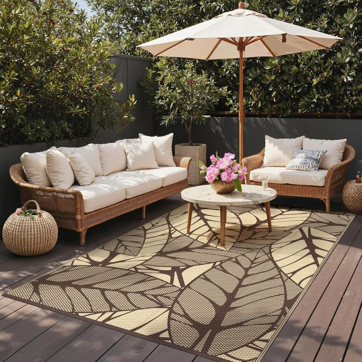 Outdoor Rug 240x300cm Extra Large Botanical Leaf - Image 1