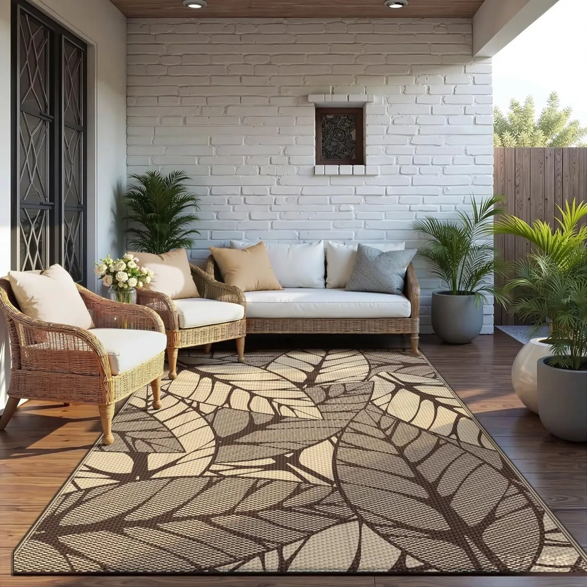 Outdoor Rug 240x300cm Extra Large Botanical Leaf - Image 2