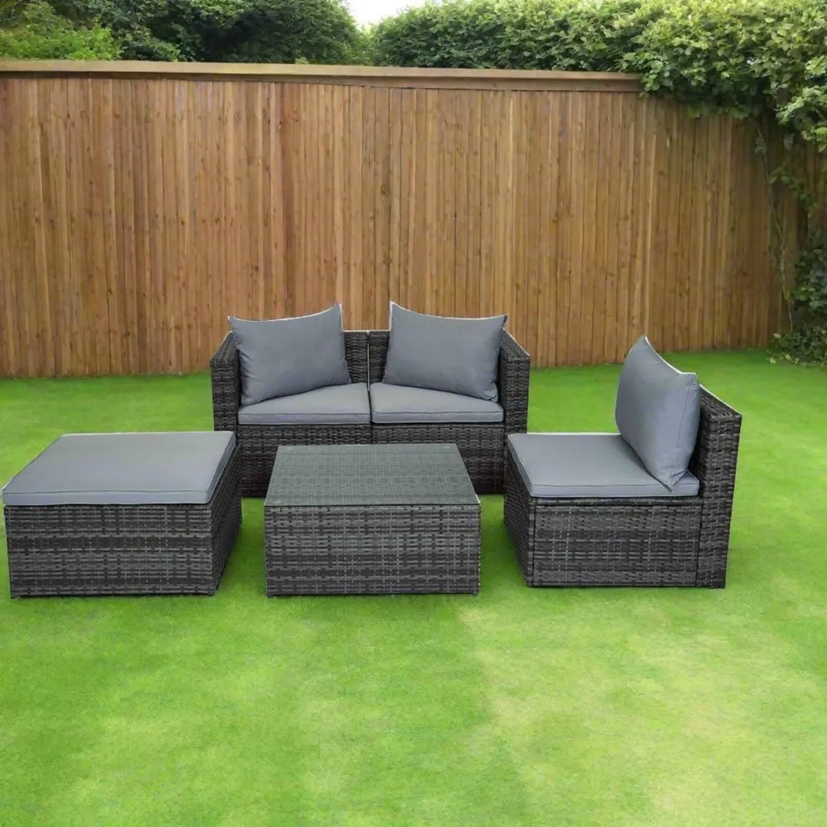 Outdoor Rattan Garden Furniture Set Grey Malaga - Image 2