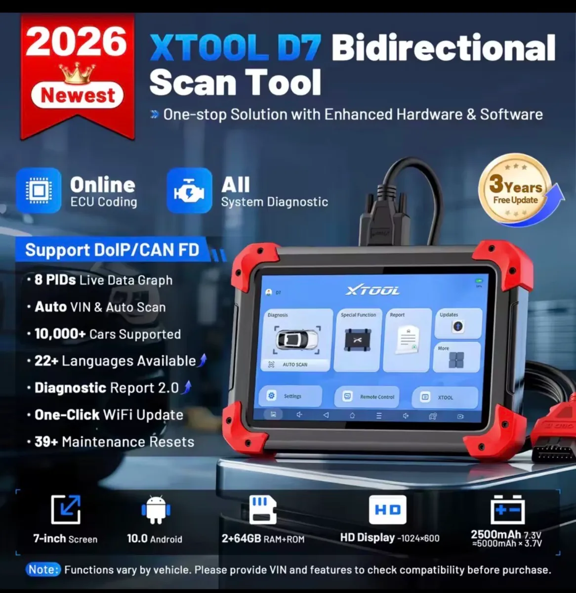 2026 XTOOL D7 Automotive Scanner - Image 2