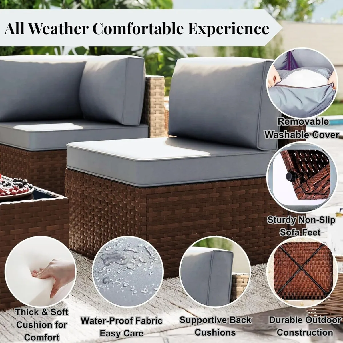 Malaga Outdoor Furniture 4 Seater Rattan Garden - Image 3