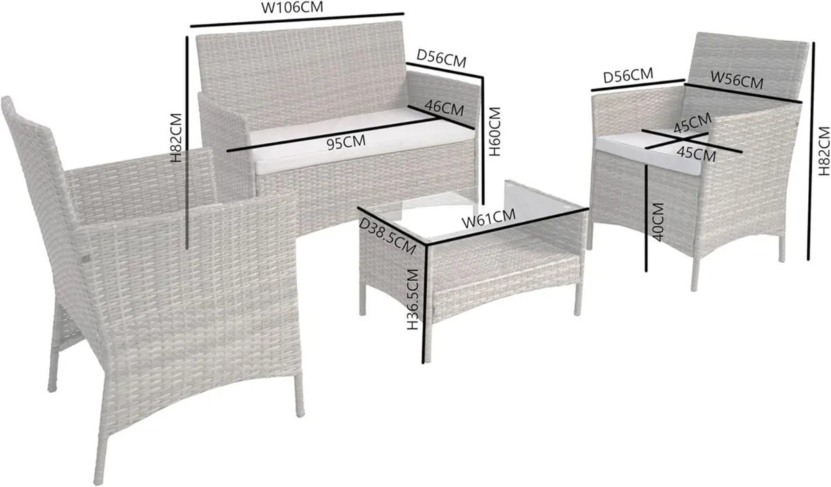 4 Pcs Rattan Outdoor Furniture Sofa Set Garden - Image 3