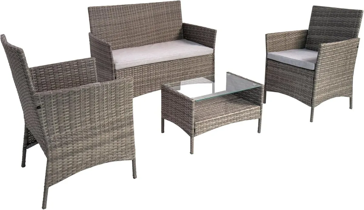 4 Pcs Rattan Outdoor Furniture Sofa Set Garden - Image 1