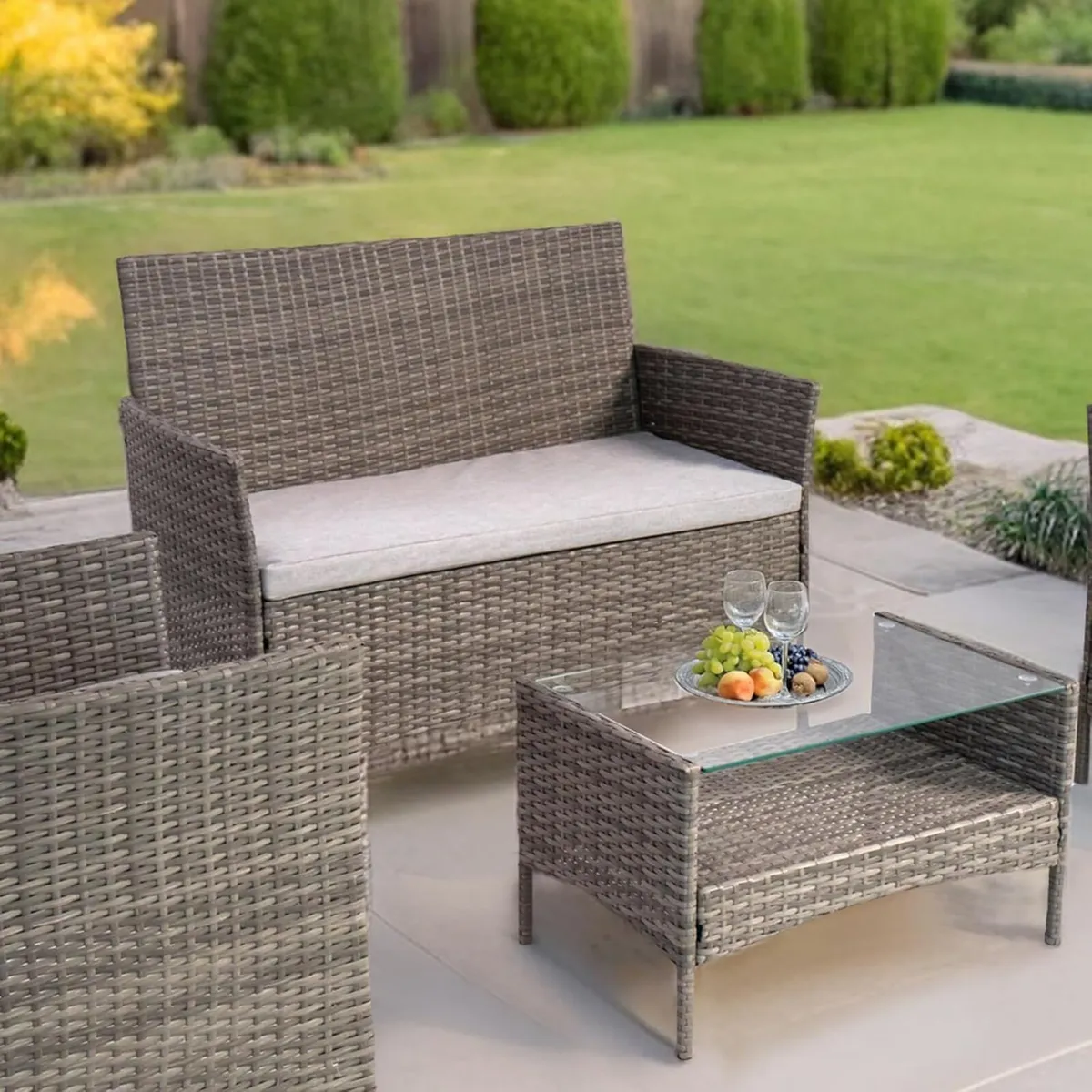 4 Pcs Rattan Outdoor Furniture Sofa Set Garden - Image 4