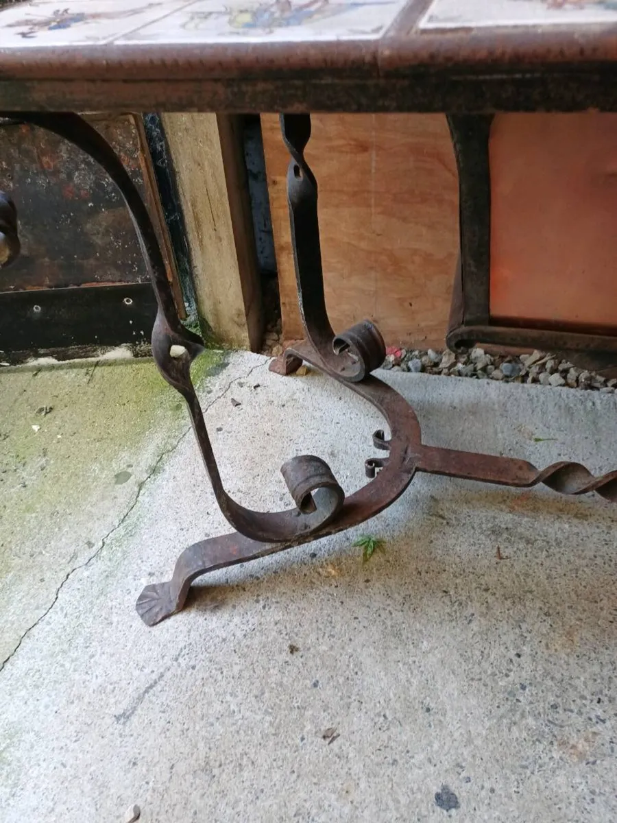 Antique Kitchen Prep Table w/ Sliding Tile Top - Image 4
