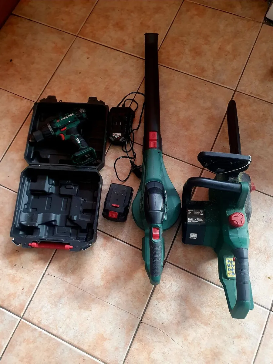 Cordless chainsaw, Drill, Blower, Battery/ Charger - Image 2