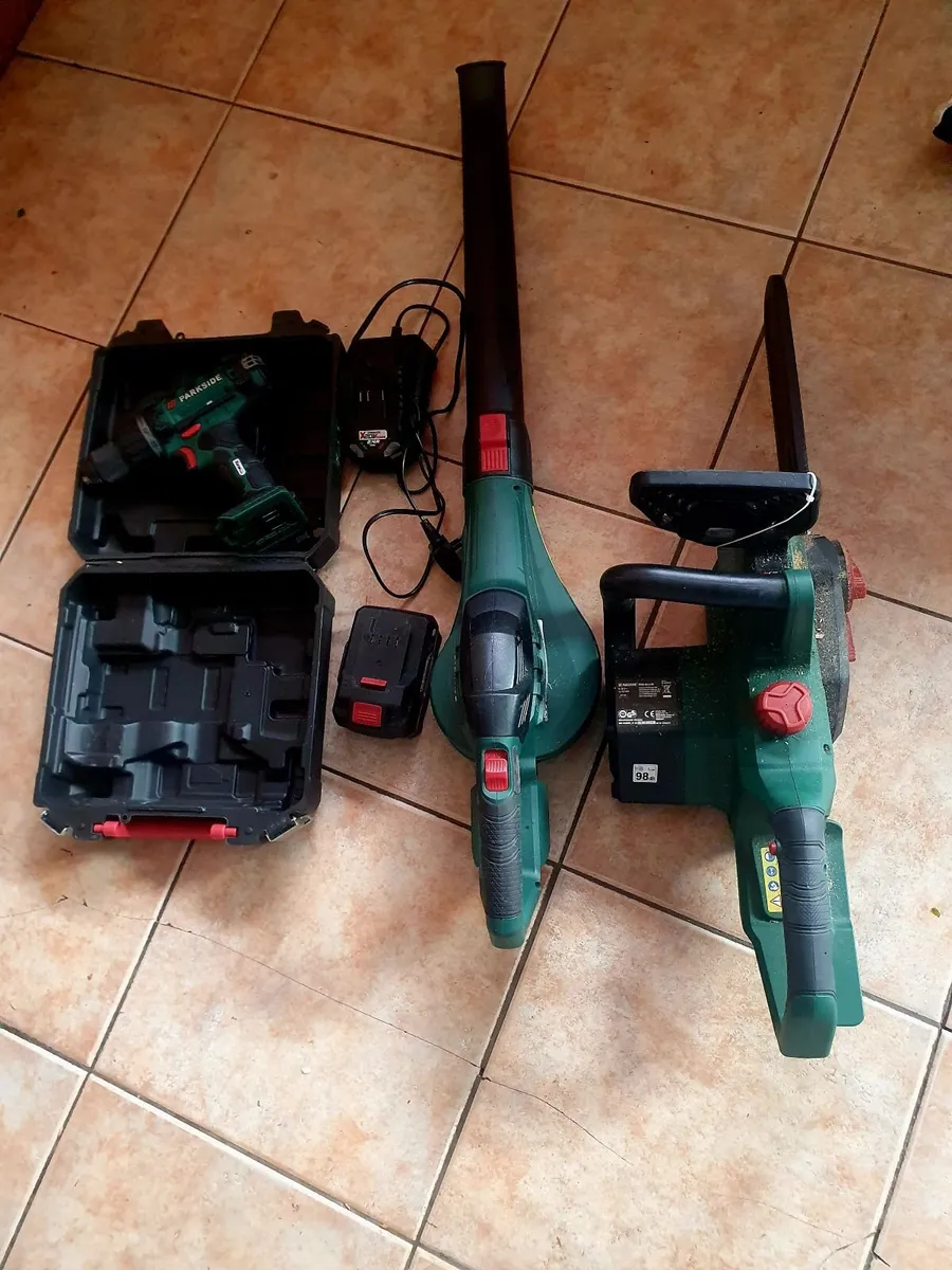 Cordless chainsaw, Drill, Blower, Battery/ Charger - Image 3