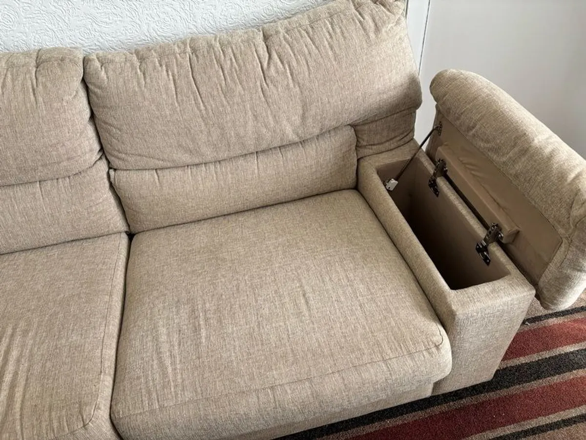3 seater sofa and 2 armchairs with storage in arms - Image 2