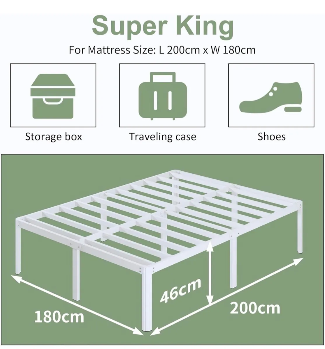 Super King Bed Frame 46 cm High with Rounded Corne - Image 1