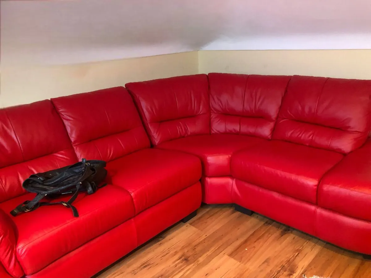 Real Leather L-shaped Couch