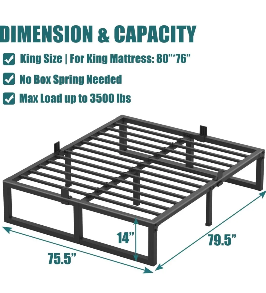 6ft Super King Bed Frame 180x200 cm - 36cm High He - Image 4