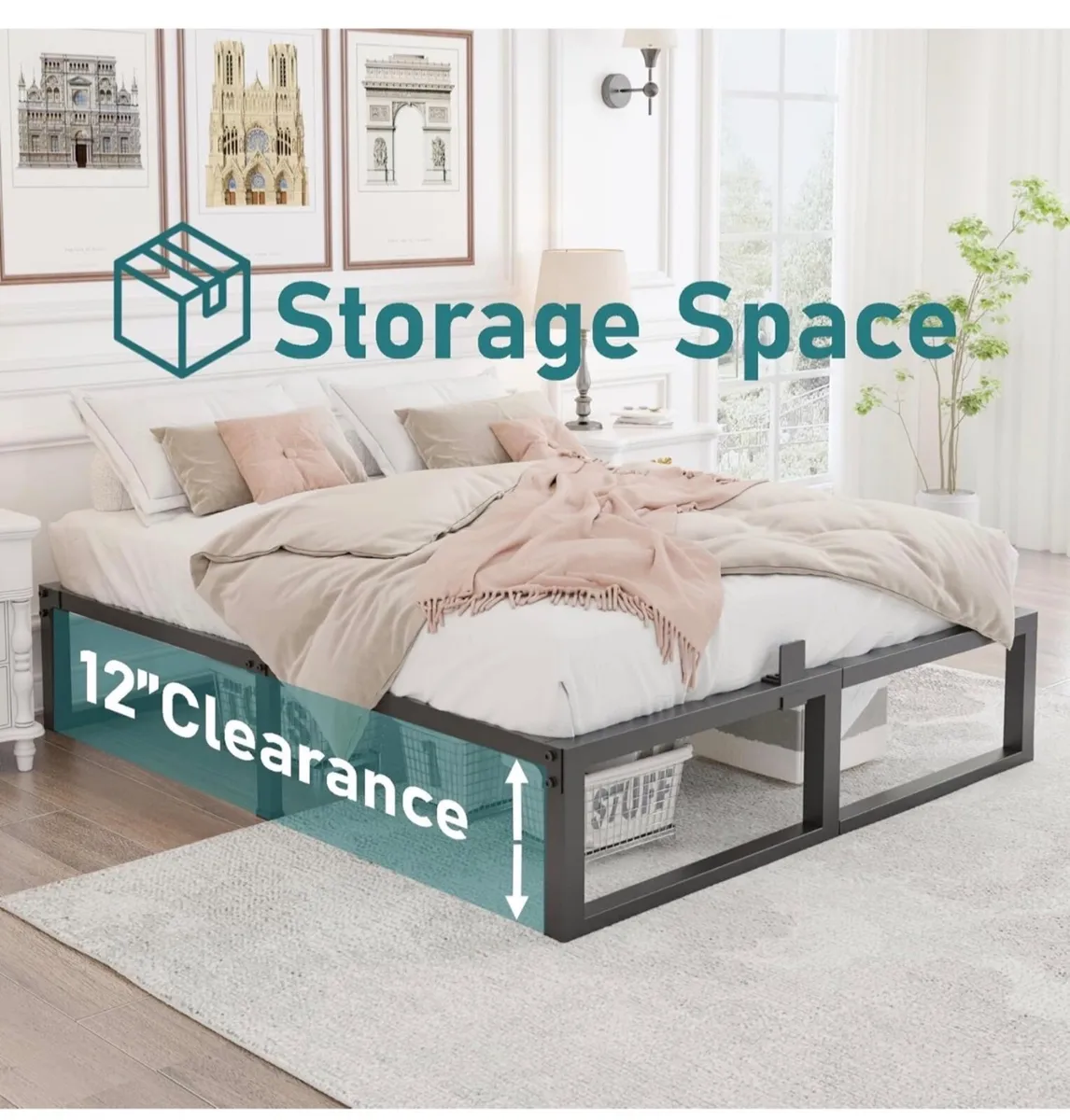 6ft Super King Bed Frame 180x200 cm - 36cm High He - Image 3