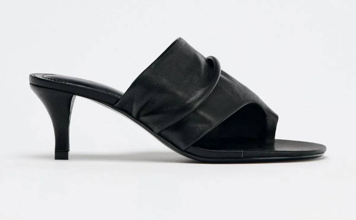 Heeled Genuine Leather Sandals Size Uk 2 - Image 1