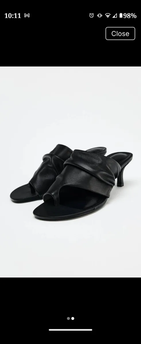 Heeled Genuine Leather Sandals Size Uk 2 - Image 2