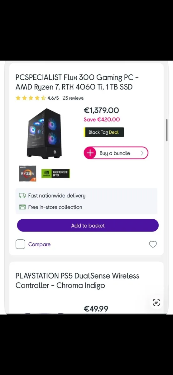 Flux 300 gaming pc Amd ryzen 7 rtx 4060ti 1 tb ssd - Image 1