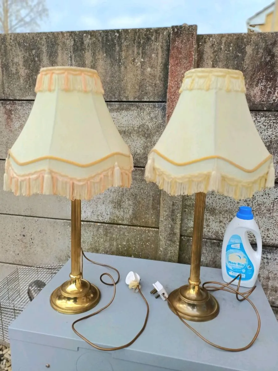 Vintage Brass Column Lamps - Image 1