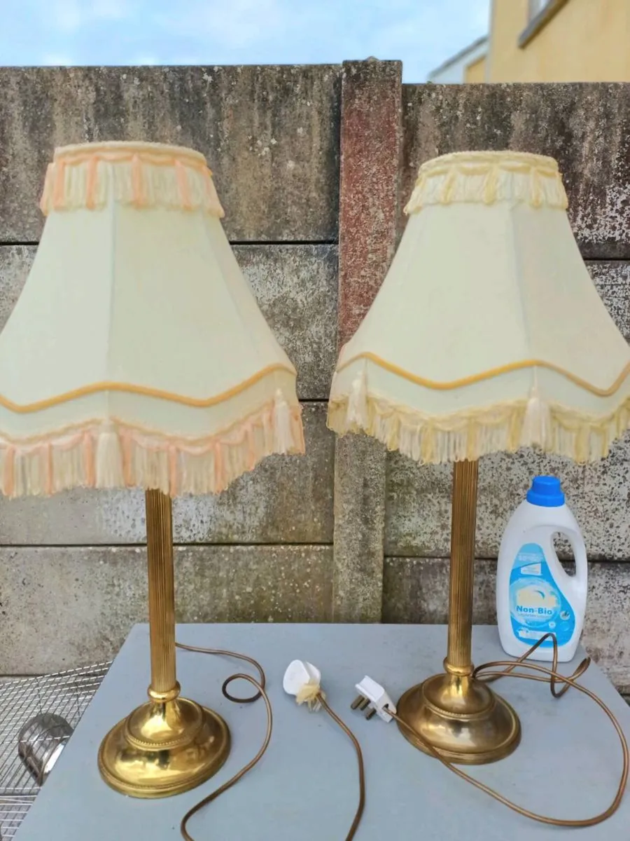 Vintage Brass Column Lamps - Image 2