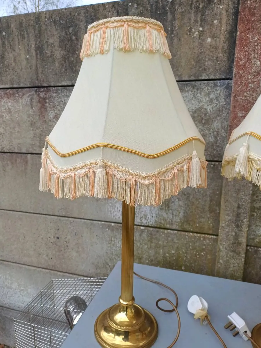 Vintage Brass Column Lamps - Image 3