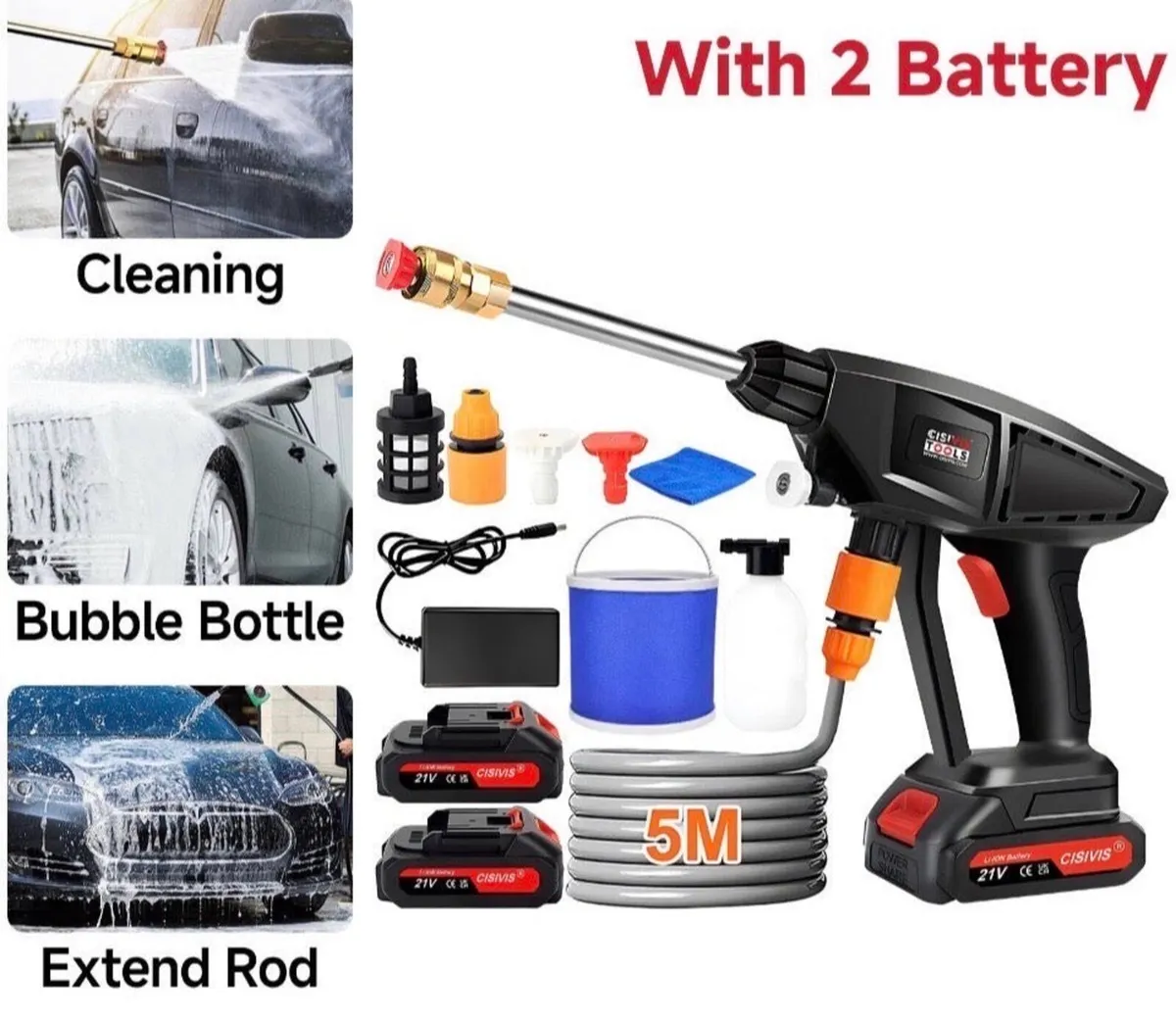 Portable Cordless Pressure Washer & 2 Batteries - Image 2