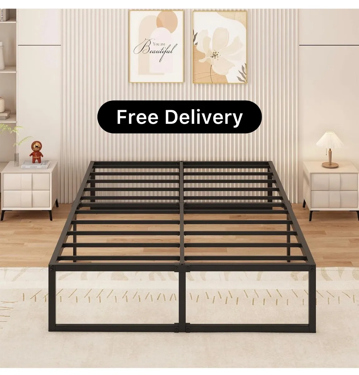 Super King Bed Frame 180x200 cm Metal Platform Bed - Image 1