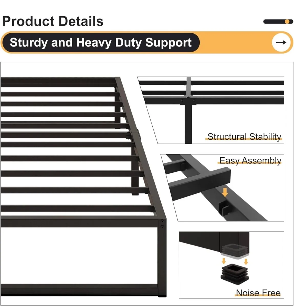 Super King Bed Frame 180x200 cm Metal Platform Bed - Image 3