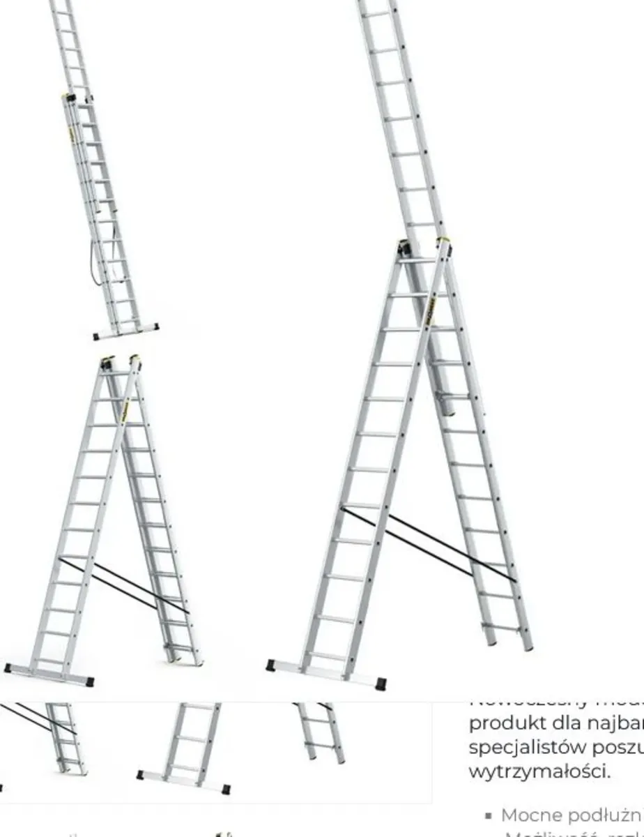PRO 3-Section Aluminum Ladder, 3x12 Rungs - Image 1