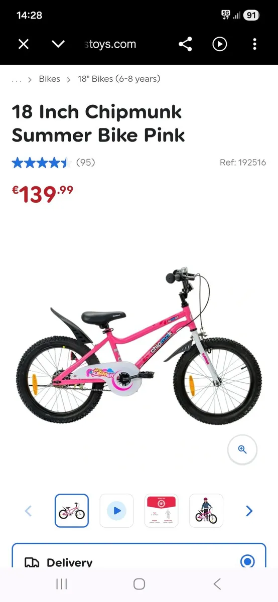 18 Inch Chipmunk Summer Bike Pink - Image 1