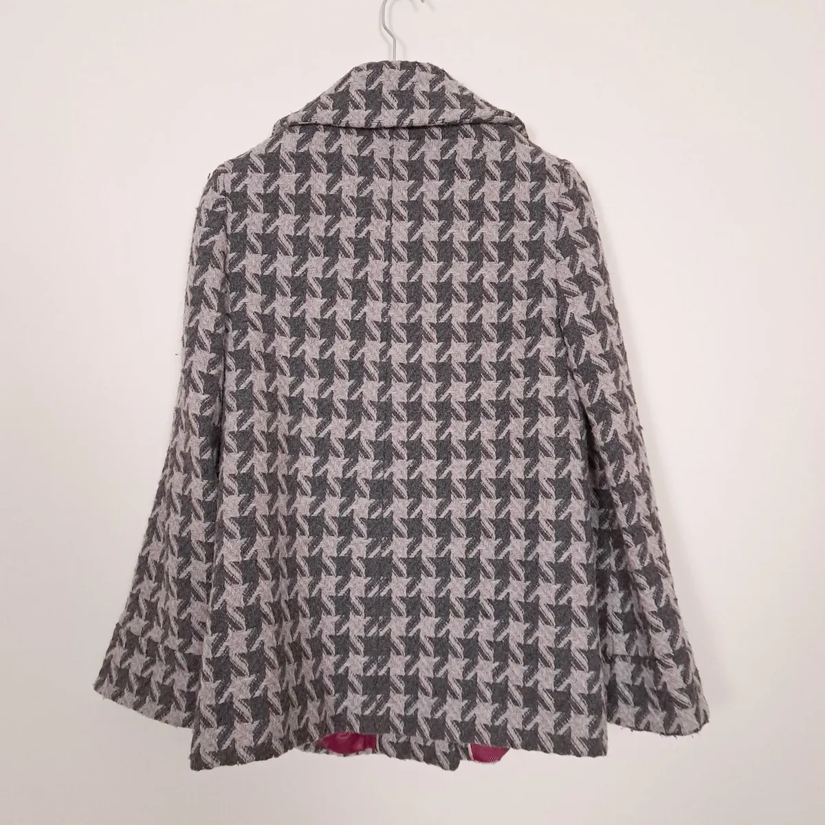 Monsoon Grey Houndstooth Wool Short Coat 10UK/38EU - Image 2