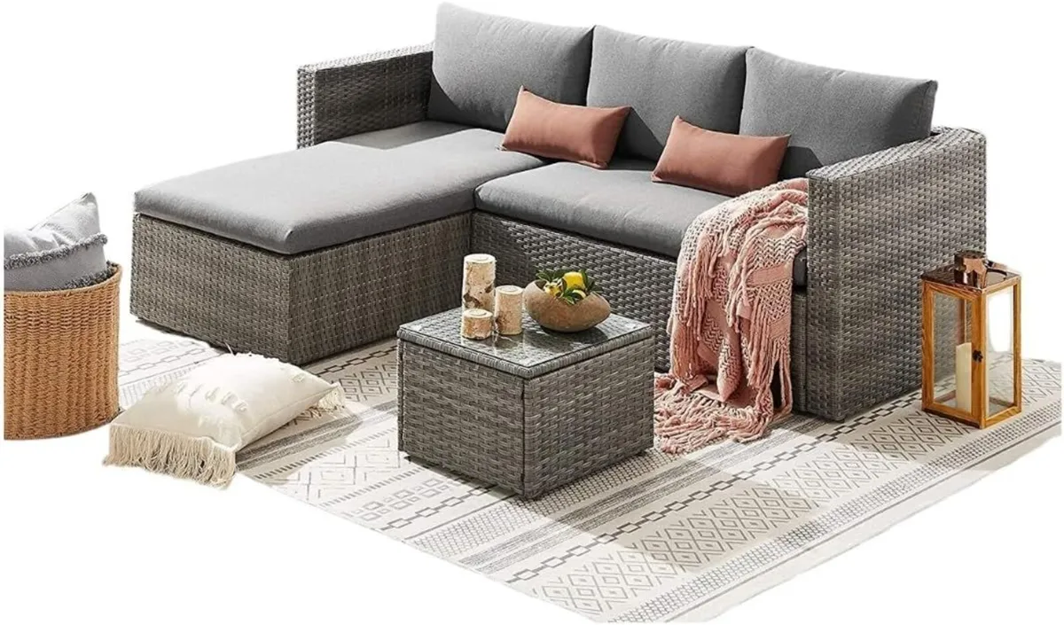 Malibu Rattan Garden Furniture Set 5 Piece 3 - Image 1