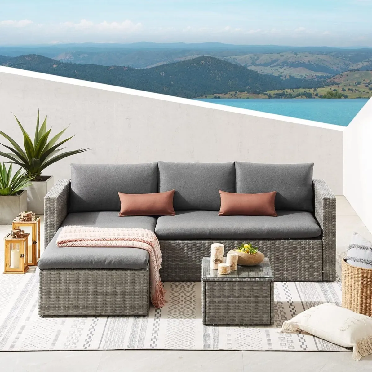 Malibu Rattan Garden Furniture Set 5 Piece 3 - Image 2