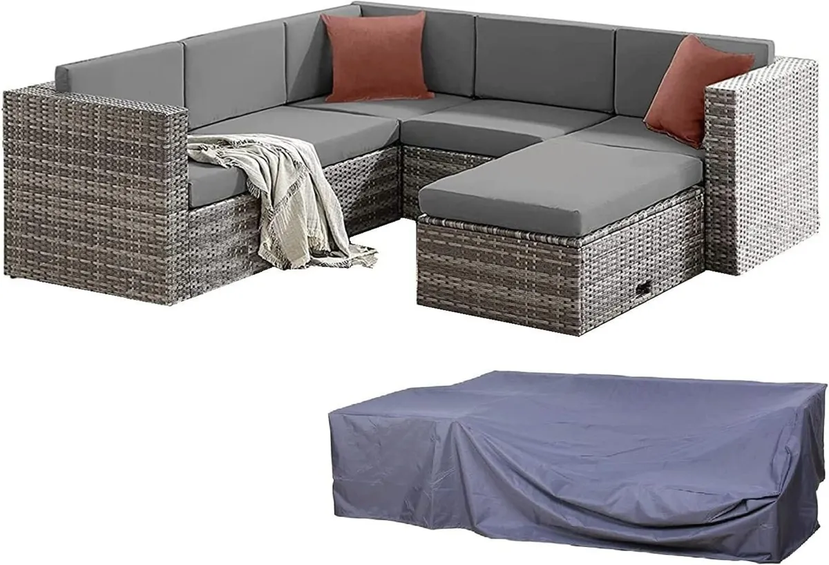 Monaco Rattan Garden Furniture Set 6 Piece Seat 5 - Image 1