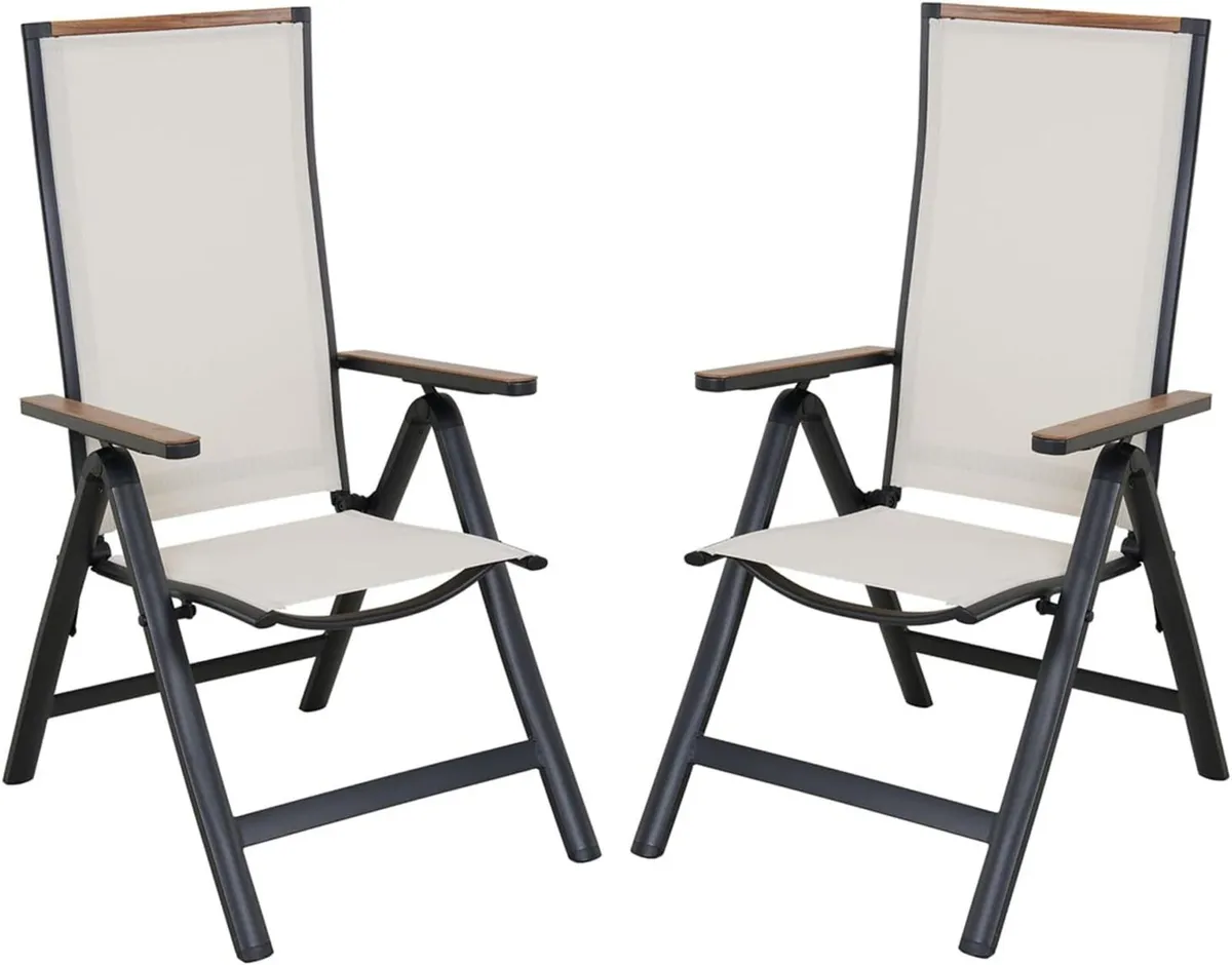 folding chair Aluminium garden chairs set of 2 - Image 1