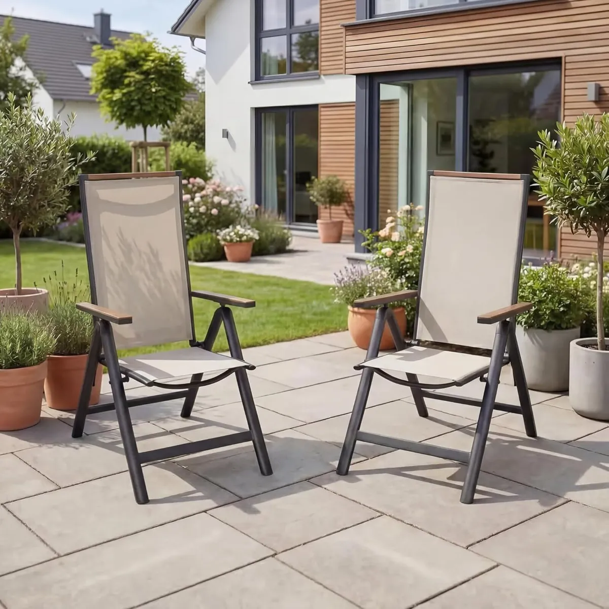 folding chair Aluminium garden chairs set of 2 - Image 2