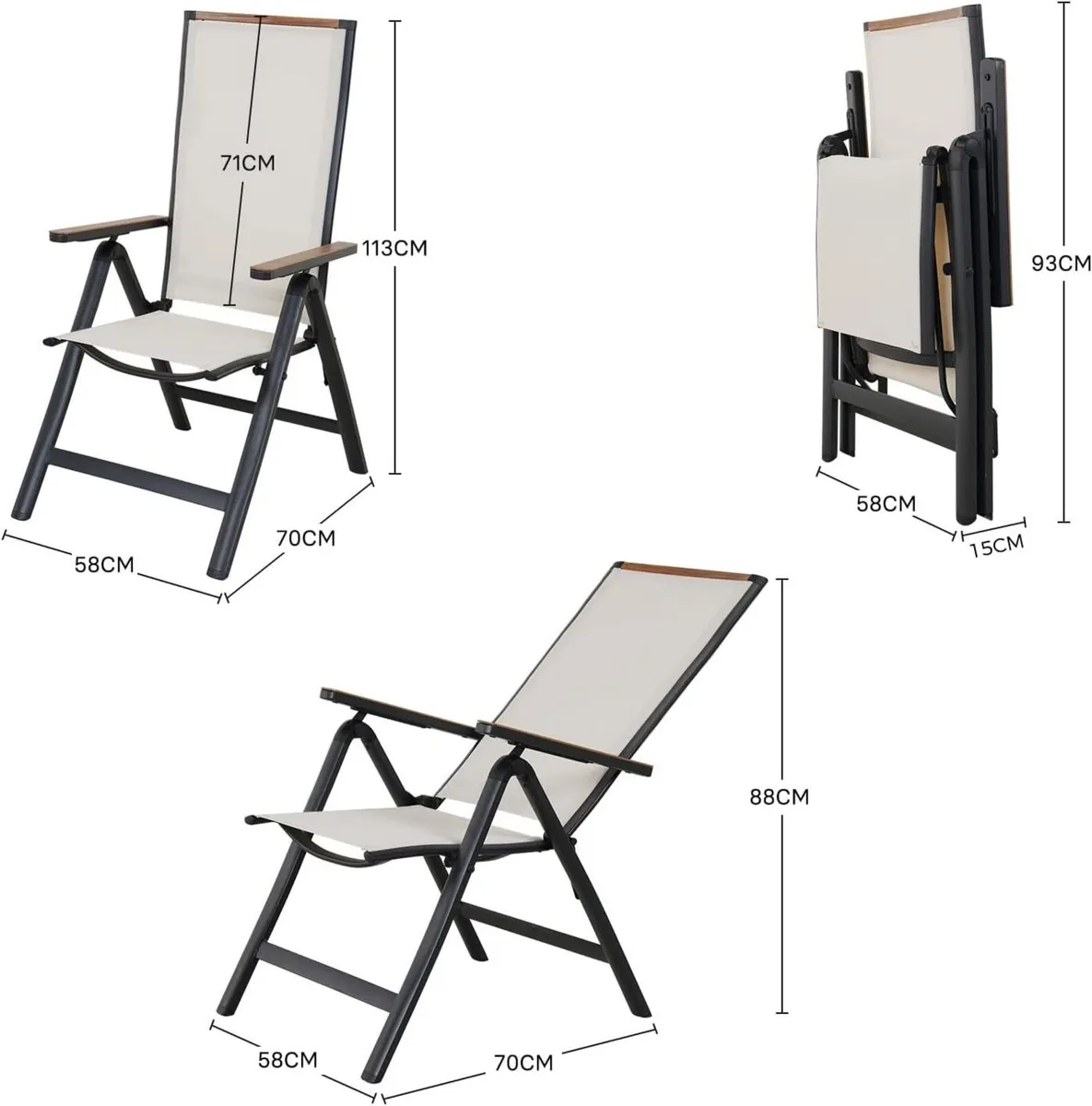 folding chair Aluminium garden chairs set of 2 - Image 3