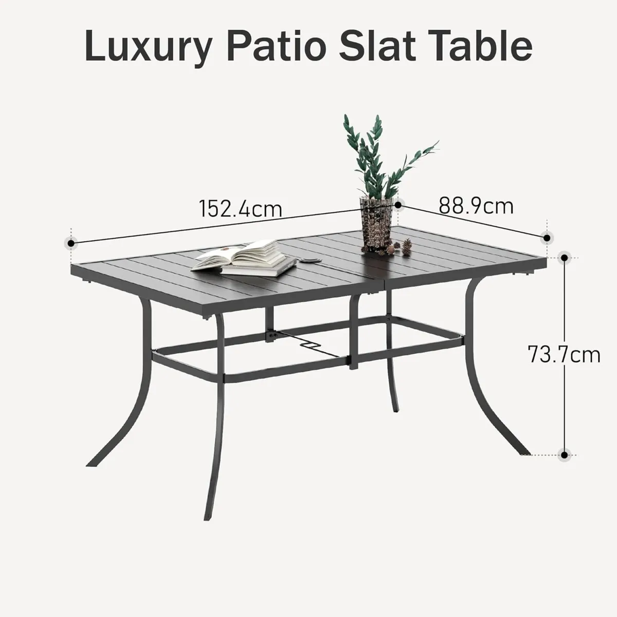 Garden Table for 6 Person 150 x 90cm Patio - Image 2