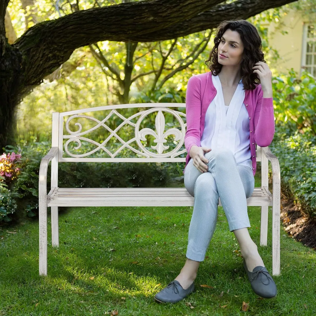 ornate garden bench 2 seater made of metal Cast - Image 4