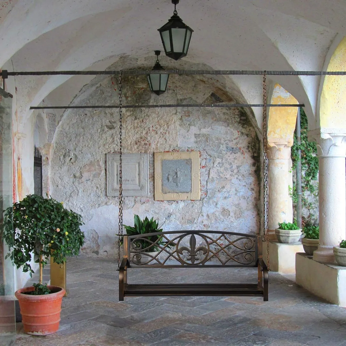 porch swing 2 seater hanging garden bench vintage - Image 2