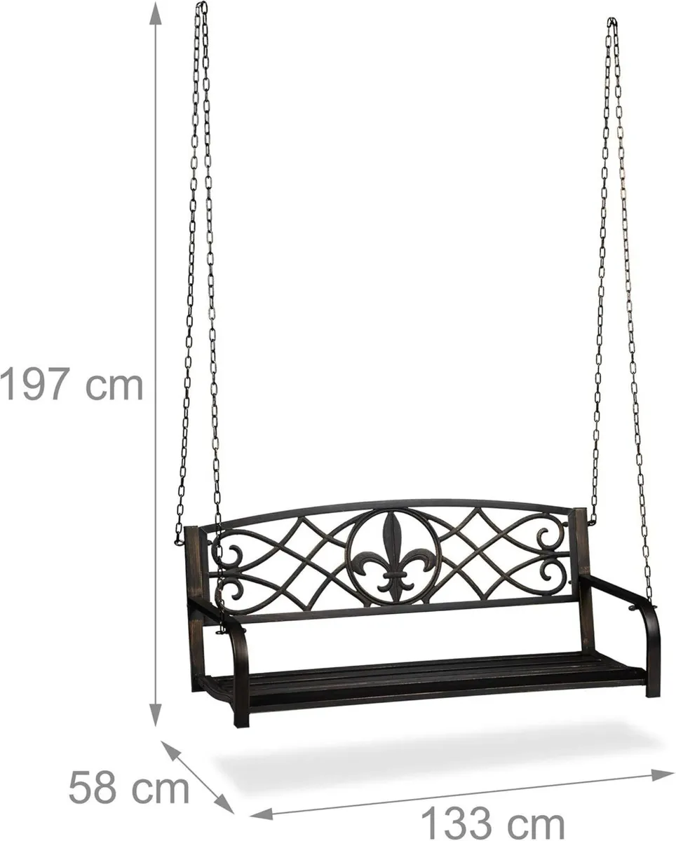 porch swing 2 seater hanging garden bench vintage - Image 3