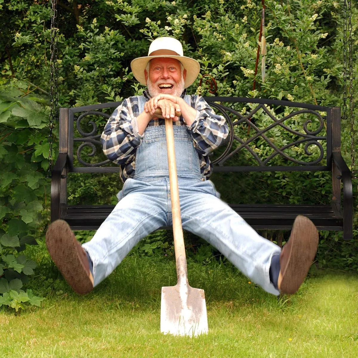 porch swing 2 seater hanging garden bench vintage - Image 4