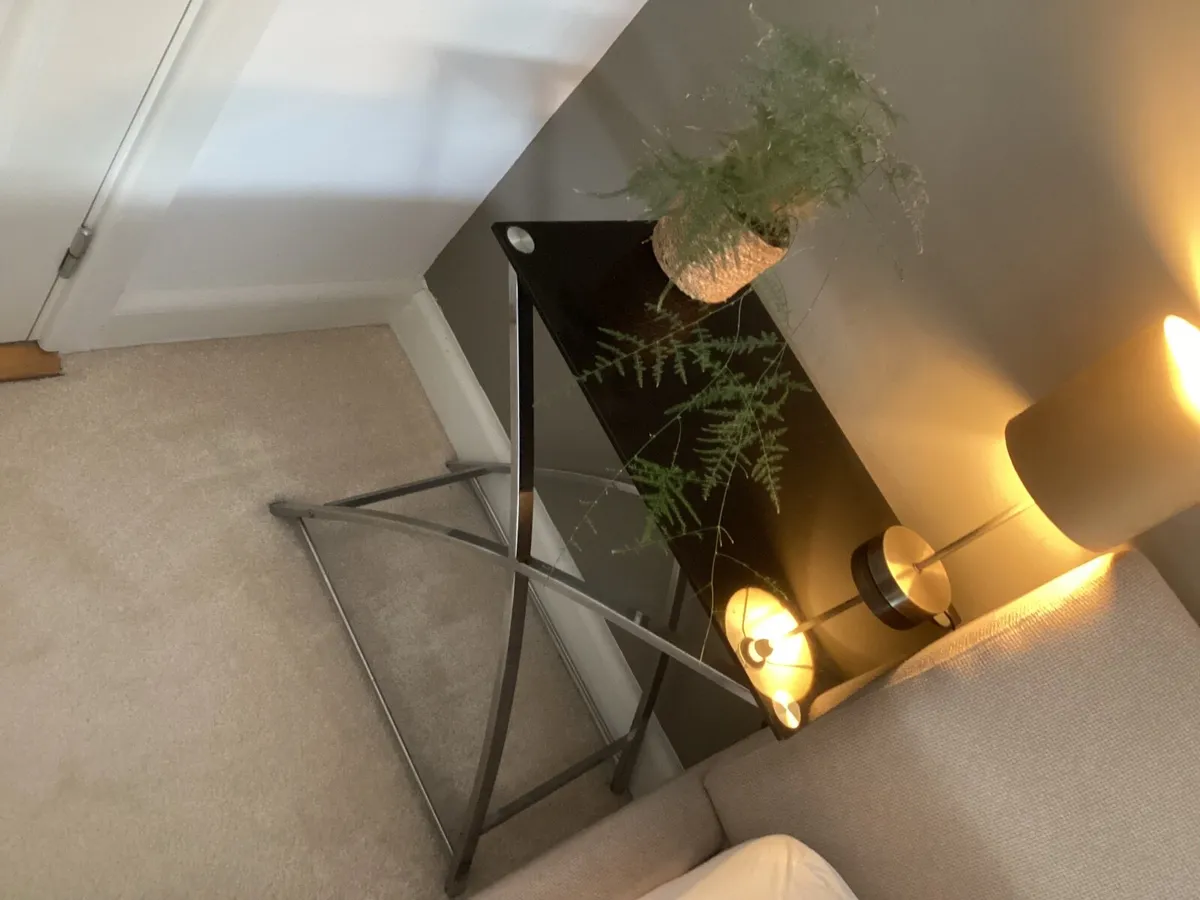 Art-Deco Chrome Black Glass Side Tables - Image 3