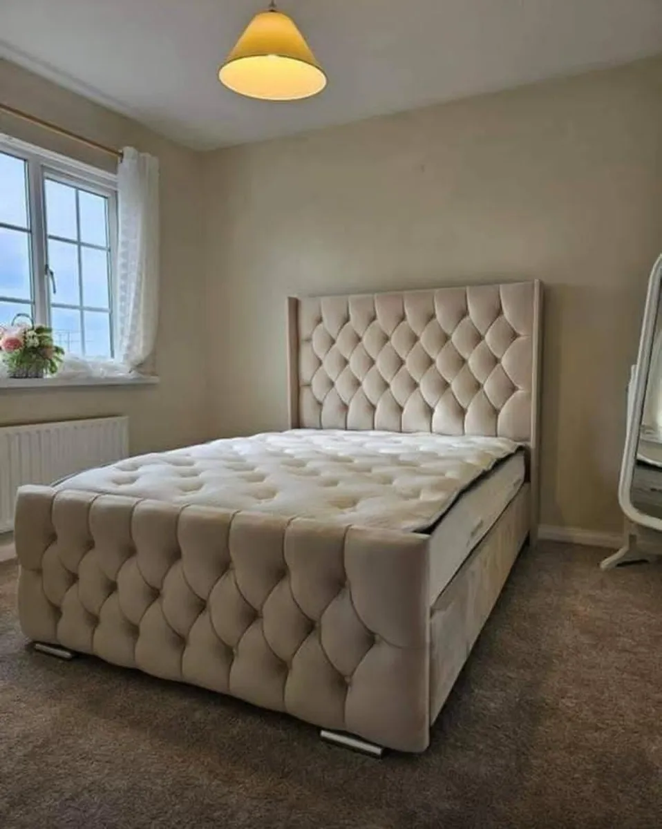 Double & King Size Bed Frame With Mattress Opt - Image 3